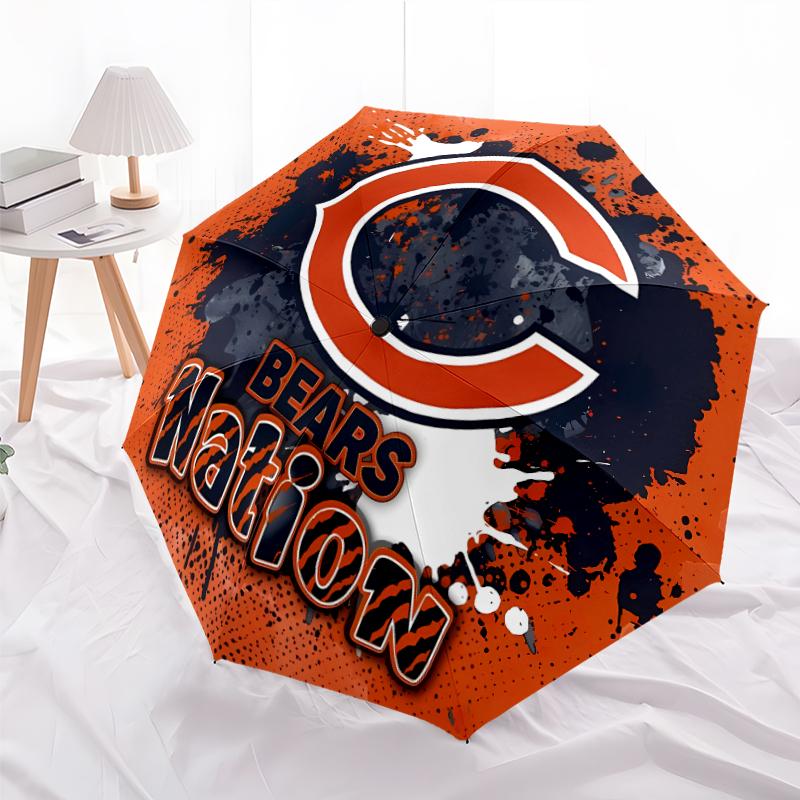 Printed Chicago Bears logo Folding Umbrella,Outdoor,Leisure,And Travel Umbrella,Durable Umbrella Fabric,Birthday And Holiday Gift