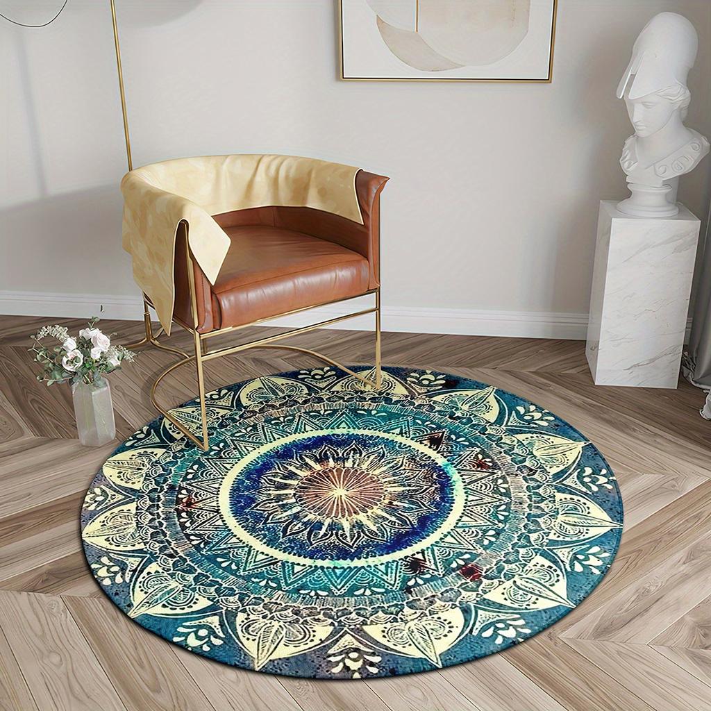 Luxurious Bohemian Style Pattern Round Shape Floor Mats Kitchen Hallway Runner Rug Bedroom Living Room Soft Carpet Non-slip Area Rug