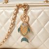 Keychain Pendant Rhinestones Inlaid Hollow Fish Design Key Chain with Anti-Oxidation Lobster Clasp Backpacks Accessory