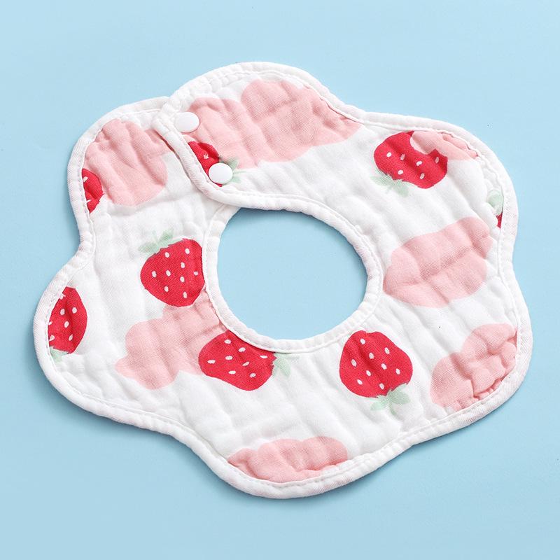 Pure Cotton 360° Baby Saliva Bib - Six-Layer Petal Design