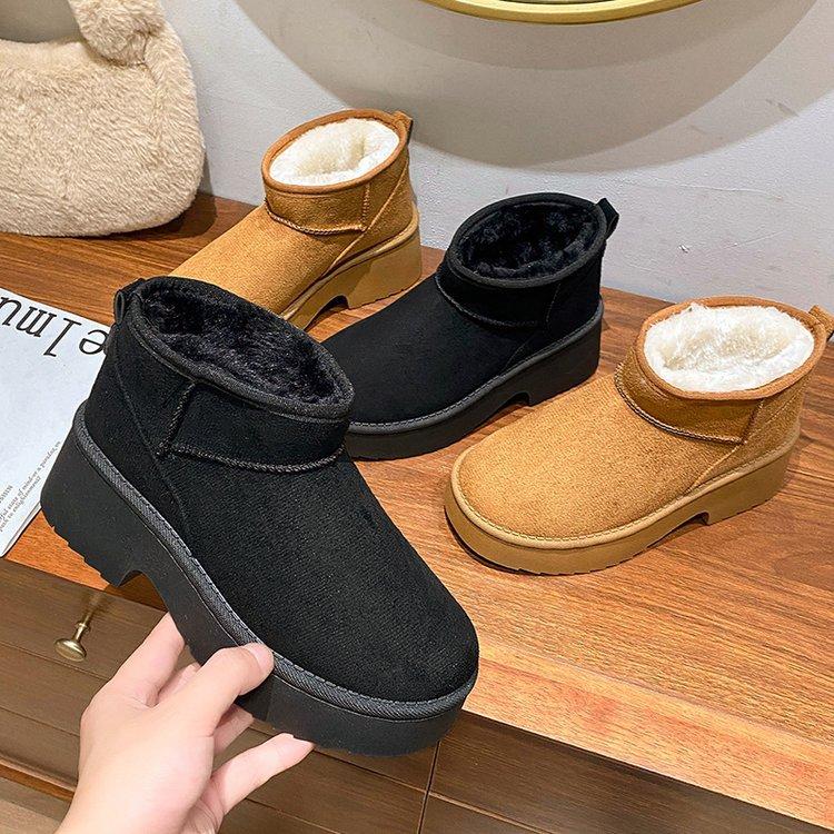 Fashion snow boots women's 2026 winter new velvet warm short boots thick-soled thick-heeled casual cotton boots