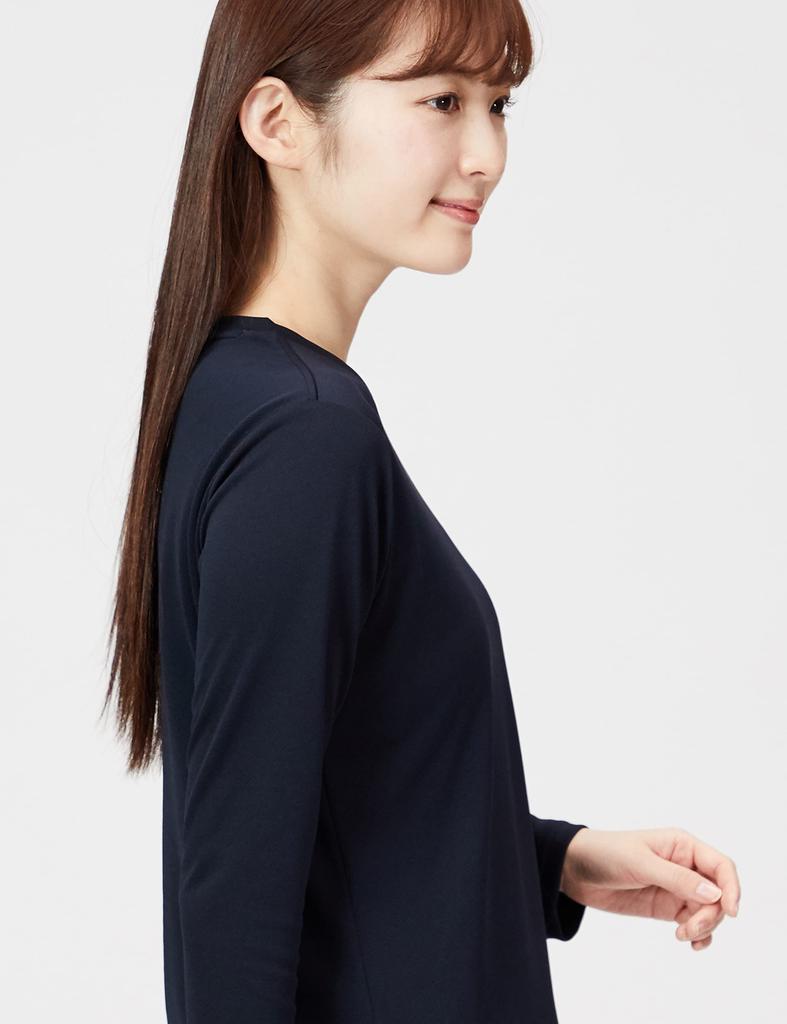 Le Coq Sportif Long Sleeve UV Simple Design with NVY Size M Women's Eco-Pet T-Shirt, Sweat-Wicking, Quick-Drying, Protection, One-Point Print,