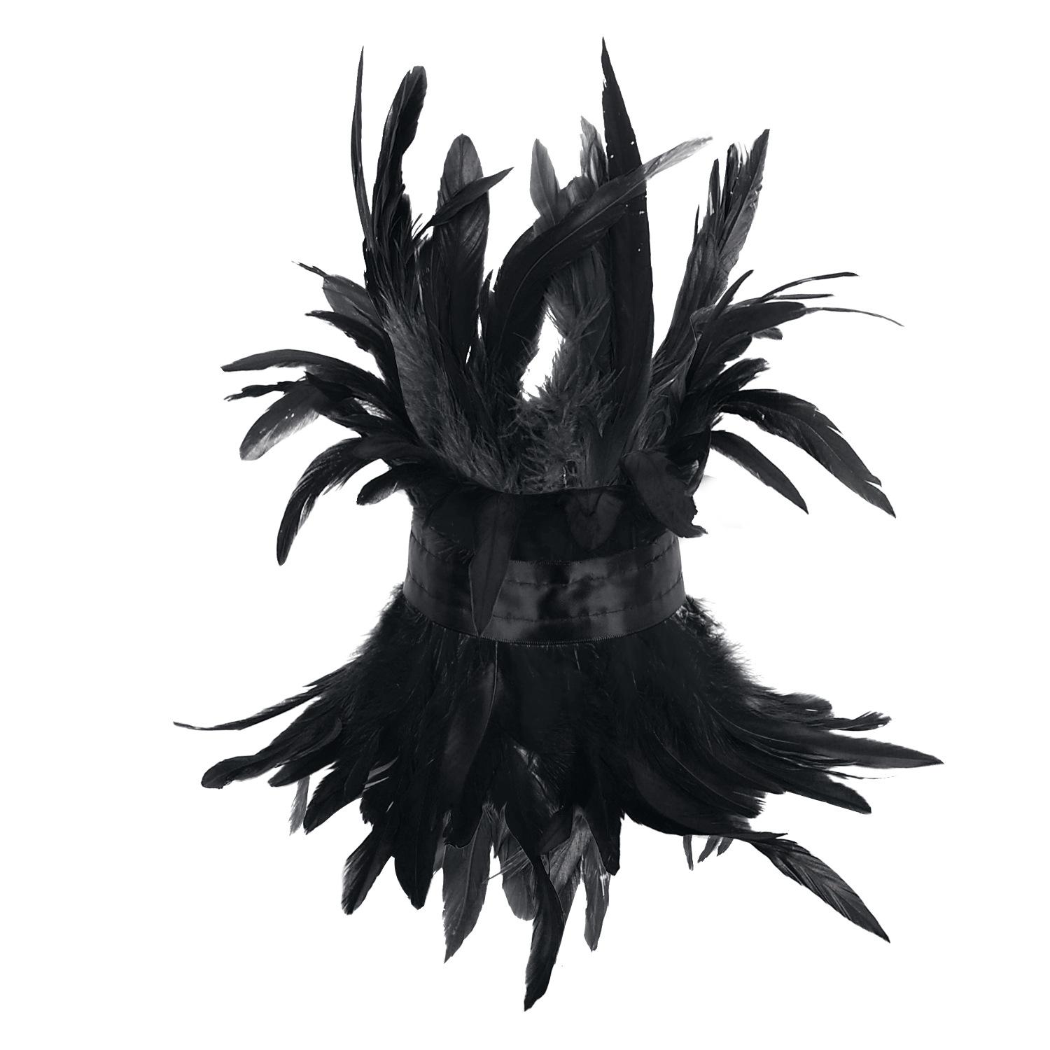 

Gothic Style, Feather Scarf, Halloween Decoration, Makeup Ball, Runway Show Accessories, Scarf Clothing Accessories чорний