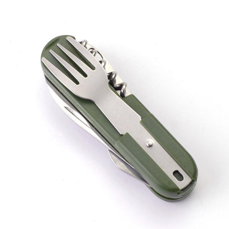 Multifunctional Portable Camping Folding Stainless Steel Cutlery Tableware