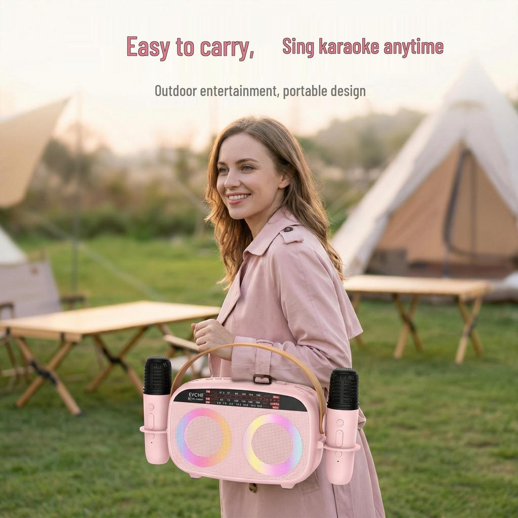 Portable Full-Band Bluetooth Speaker with Dual Microphones and K Song Feature