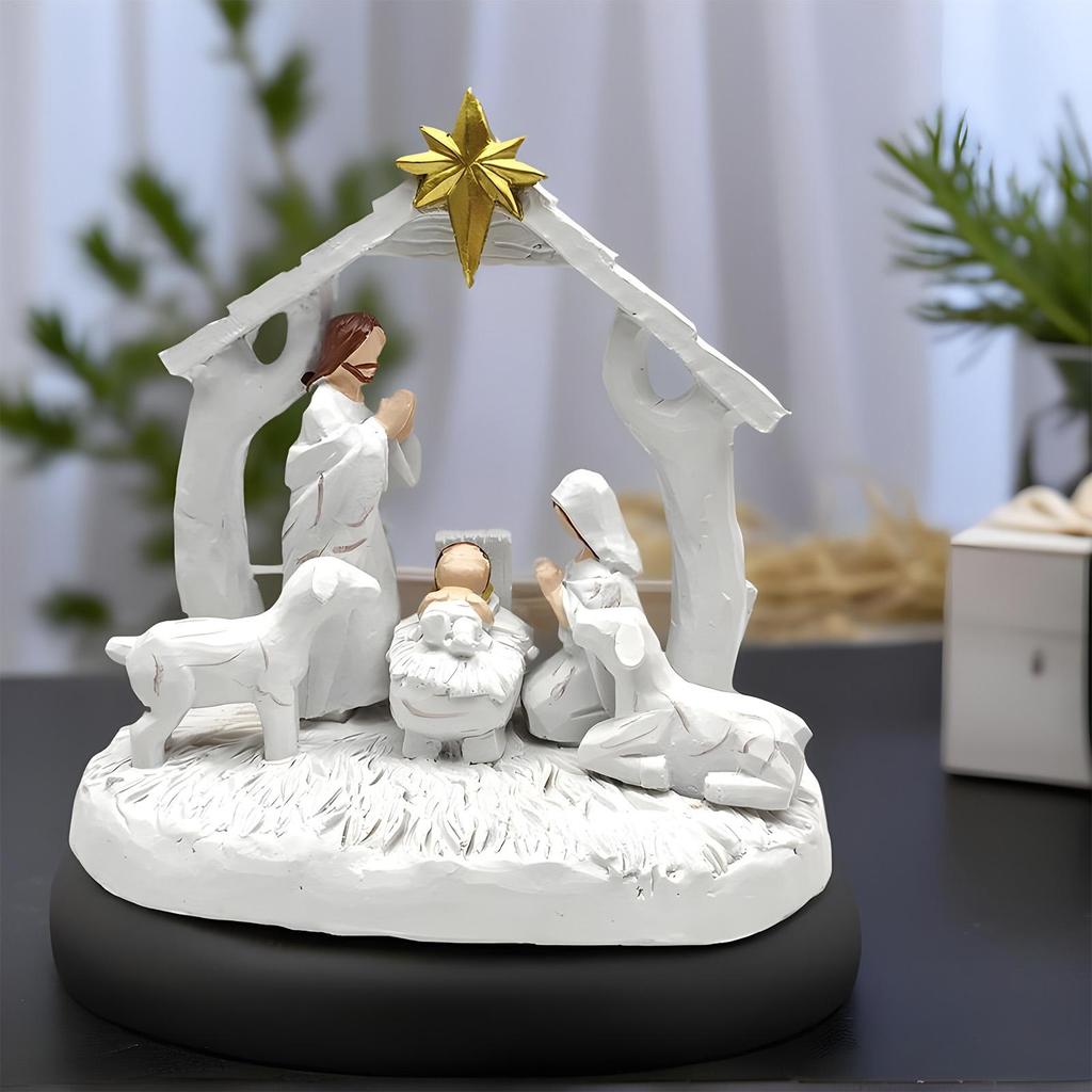 Christmas Nativity Figurines Jesus Birth Resin Figures Small Figurines Nativity Christmas Table Decorations For Indoor Desk