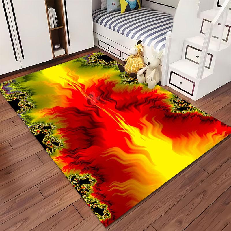 Fiery Abstract Fractal Design suitable as a non-slip mat for the living room or bedroom sofa