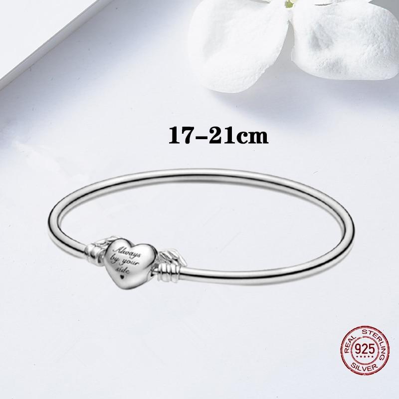 

Продажа 925 стерлингового серебра Любовь Крылья Ангела Круглый браслет-цепочка Оригинальный бисерный ювелирный подарок для женщин 21cm