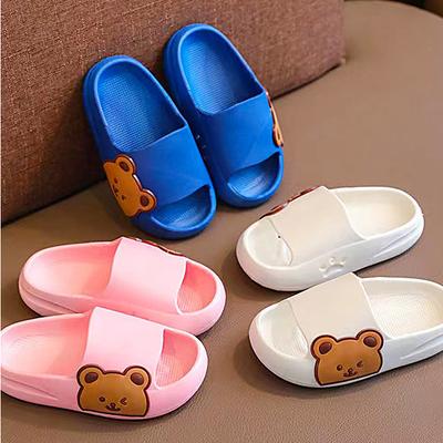 New Fashion Toddler Slippers Kids Cartoon Bear Beach Outdoor Flip Flops Boys Girls Cute Soft Sole Non-Slip Bathroom Home Shoes