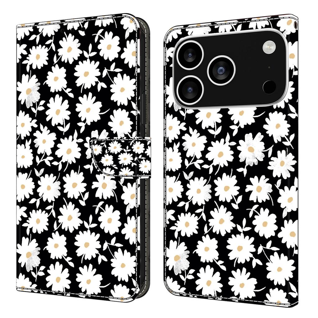 For iPhone 17 Pro Case Magnetic Clasp 3D Pattern Leather Wallet Phone Cover