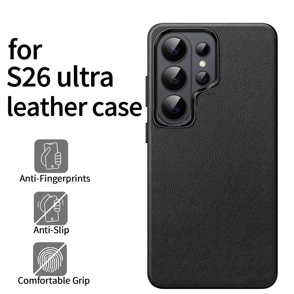 HANNUO Leather Cases for Samsung Galaxy S26 Ultra Plus Case Matte Full Protect Cover Shell Magnetic Protector Luxury Phone Cover