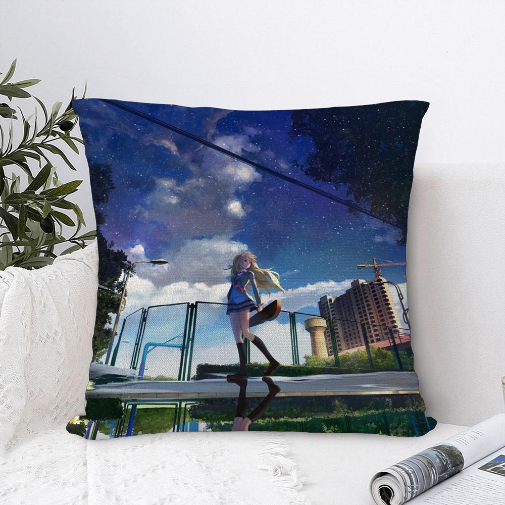 Y-Your Lie In April Pillow Case Sofa Decorative Home Double-sided Print Plush Square Throw Pillow Covers Cushion Decor Cover