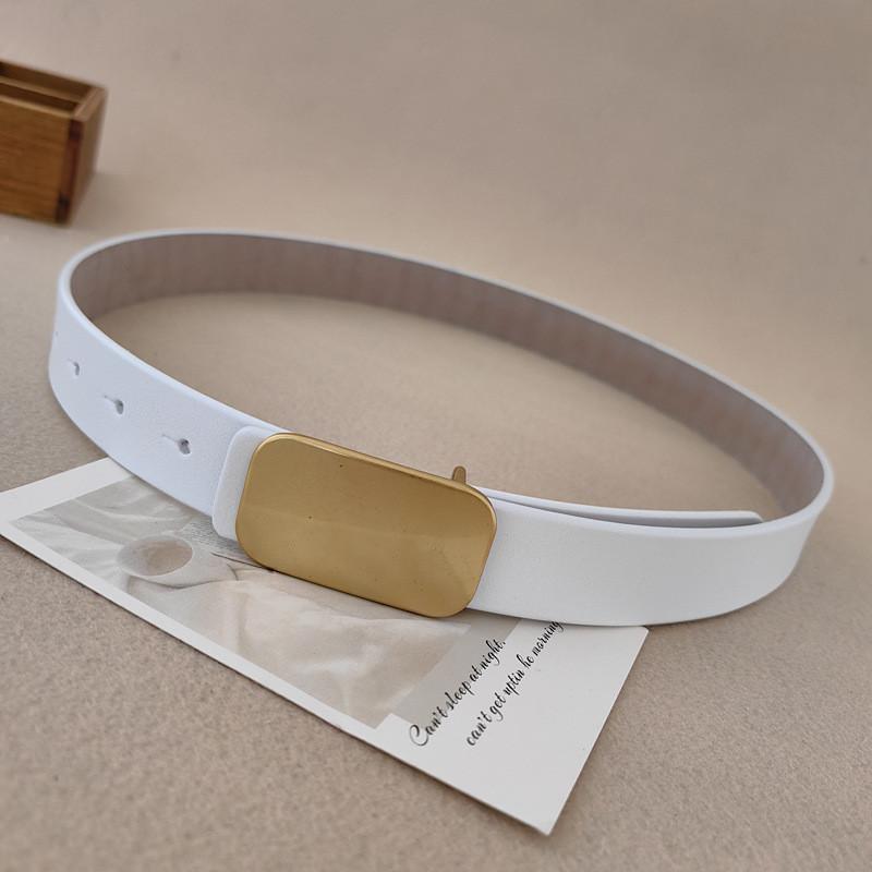 

Genuine Leather Womens Belt With Alloy Buckle For Casual And Office Wear 95cm белый