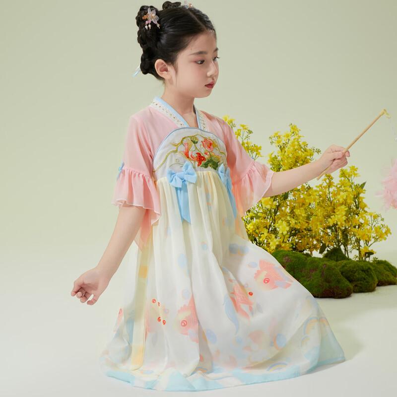 Girls  Hanfu Style Short Sleeve Dress 140