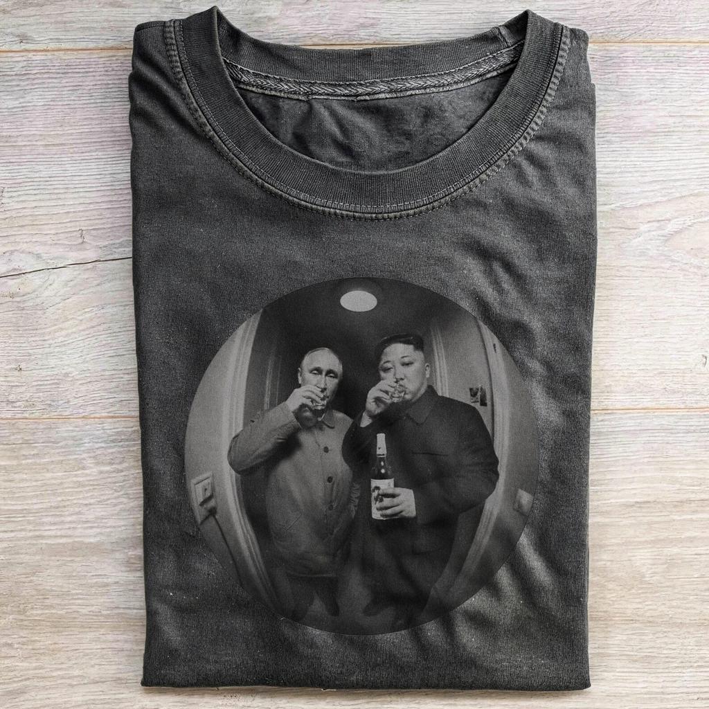 The Presidents Shirt, Vladimir Putin In Hallway, Kim Jong Un, Peephole Funny Meme Shirt, Donald Trump, Dark Offensive Humor T-Shirt
