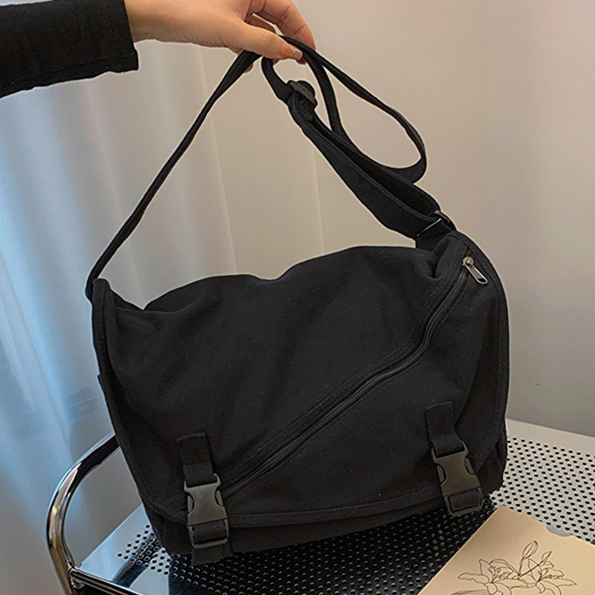 

Hg Kg Style Crossbody Bag for Men, Trendy Brand New Model, Large Capacity Men s Canvas Messenger Bag, Japanese Style Travel Hiking Shoulder Bag чёрный