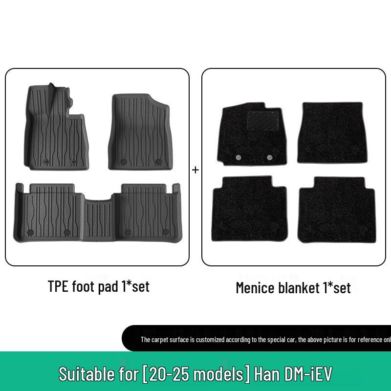 Eco-friendly TPE Floor and Trunk Mats for 2020-2025 BYD Han DMi/EV Cars.