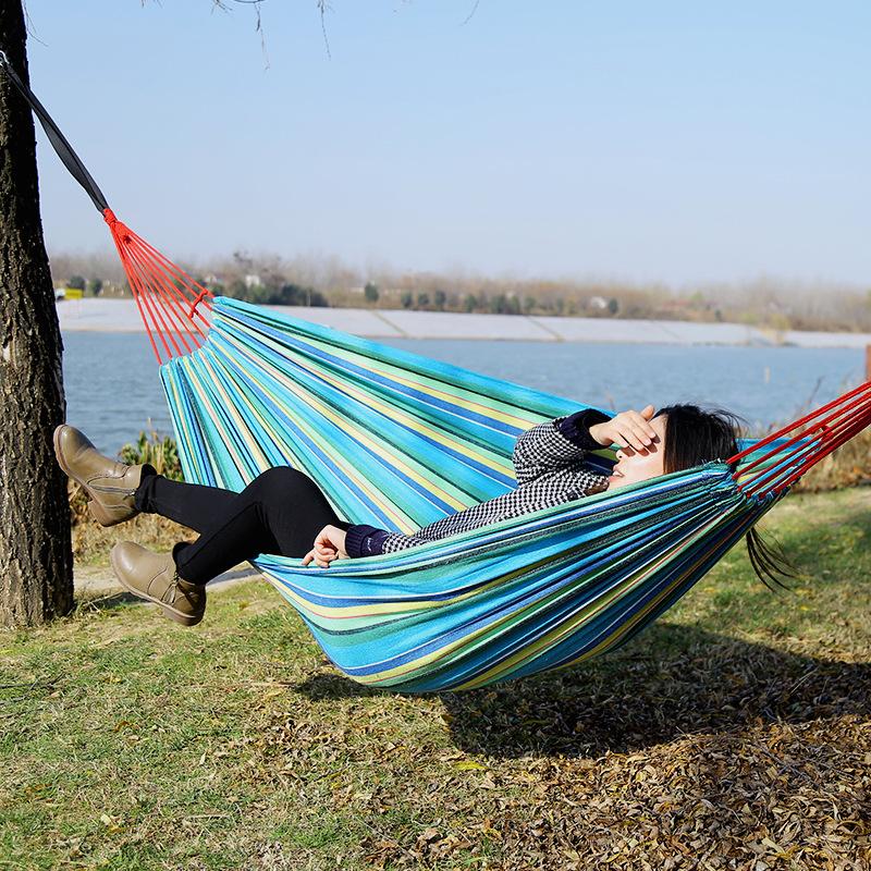 1Pc Outdoor Single Canvas Hammock Double Indoor Balcony Hanging Chair Dormitory Swing Anti-rollover Camping Children's Home