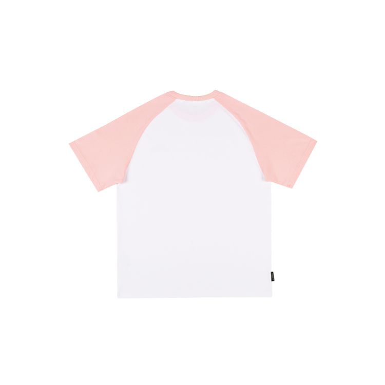Li-Ning American Style Raglan Color Block Casual Short Sleeve T-Shirt Unisex Tops White Pink YHSU169-3