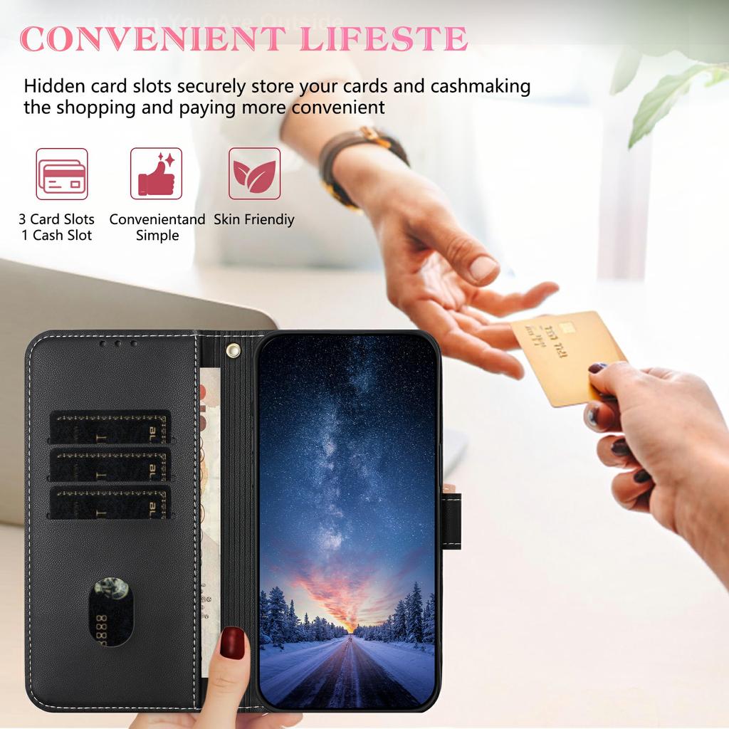 For Xiaomi Redmi Note 14S 4G Case Bowknot Decor Wallet Leather Phone Cover with Wrist Strap