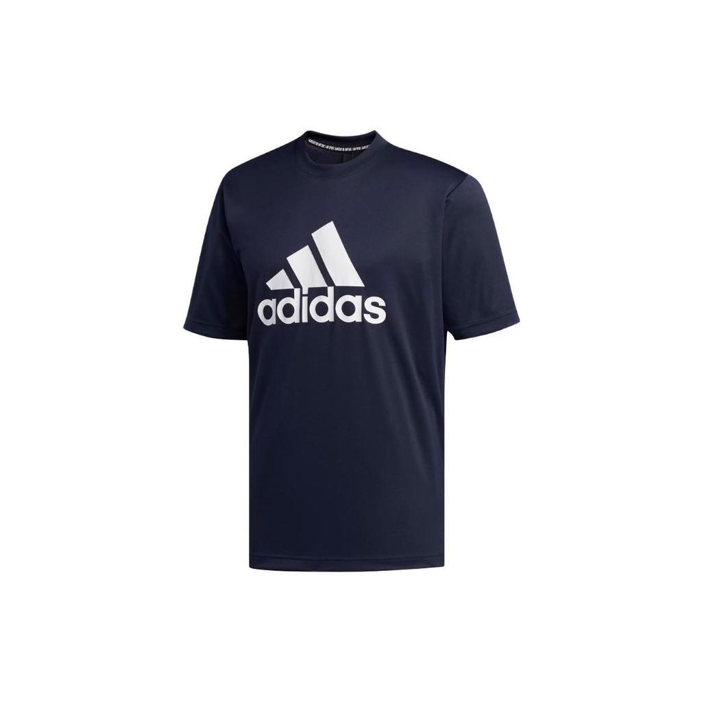 Adidas Solid Color Crew Neck T-Shirt Men Tops Blue FM5371
