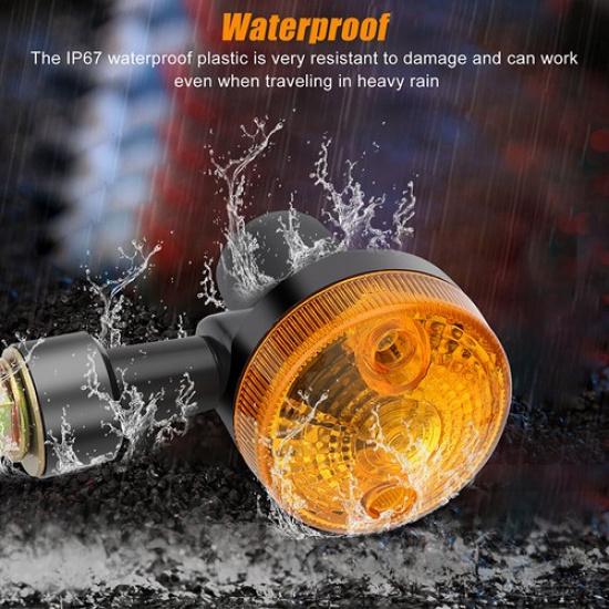 2* LED Motorcycle Turn Signals Indicator Amber Blinker Light Universal Mini Lamp