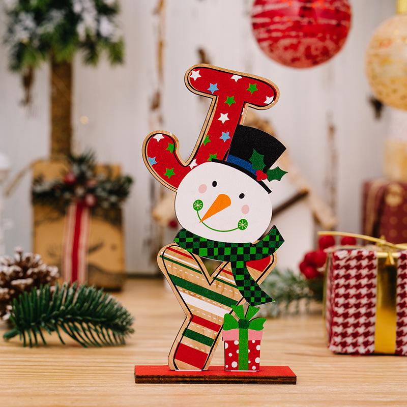 Wooden Christmas Desktop Ornaments Elk Santa Cluas Faceless Doll Joy Noel Decor Christmas Home Bedroom Decor Xmas Table Decor