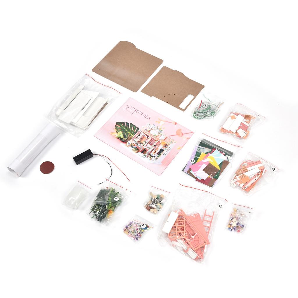 Flower DIY Assembly Dollhouse Mini Home Craft Model Doll House Model Toys Gift Decoration