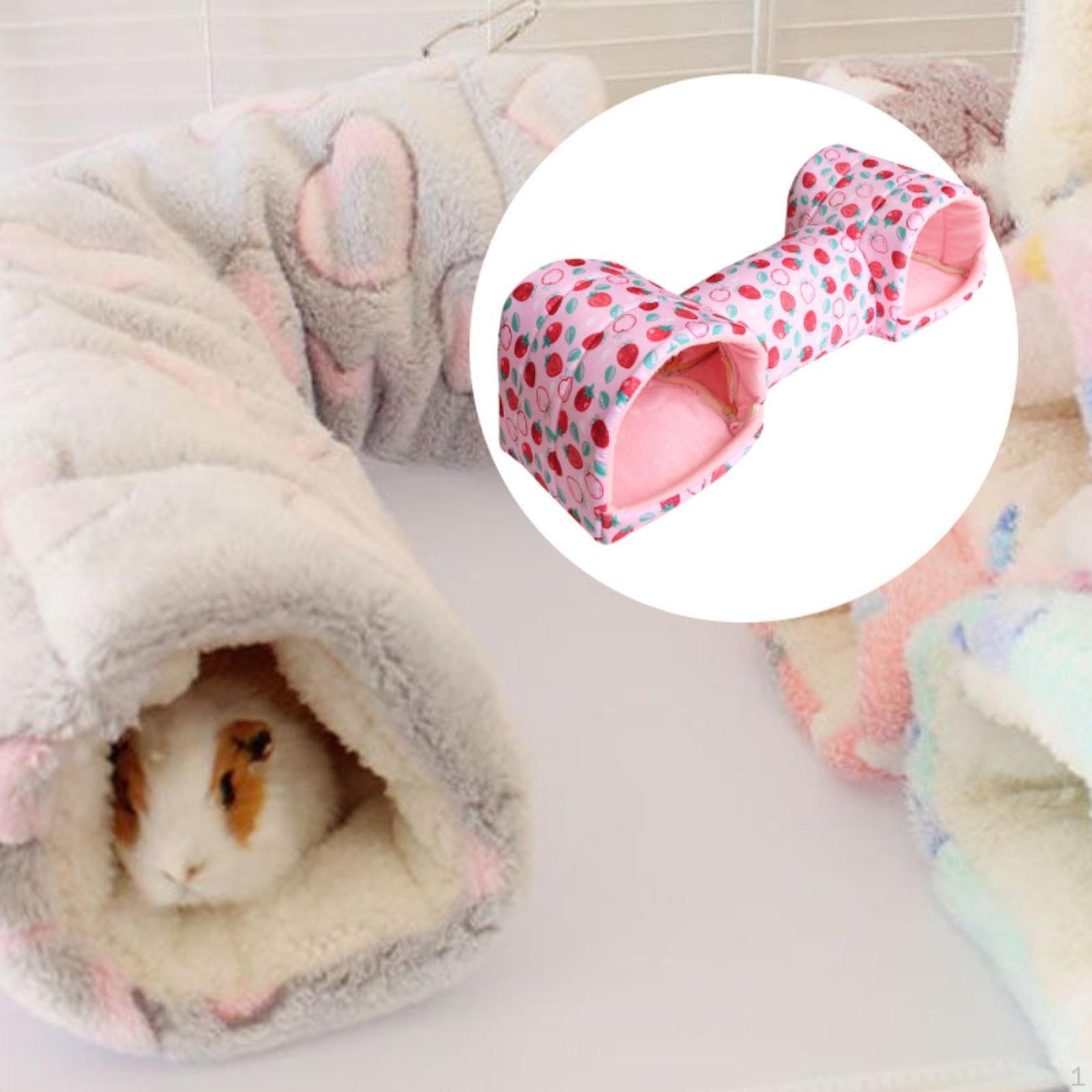 

Кровать-туннель для хомяка, теплое дышащее укрытие, морская свинка, игрушка для мышей, шиншилла pink strawberry