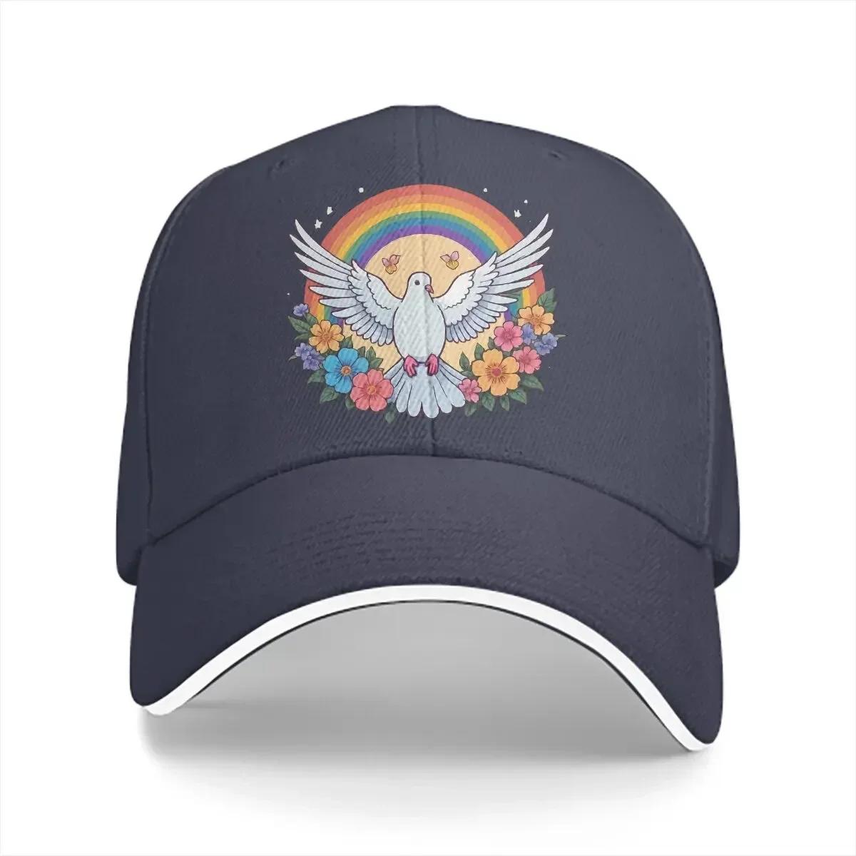 

Rainbow Unisex Baseball Caps Peaked Cap Peace Dove Sun Shade Hats for Unisex Women One Size