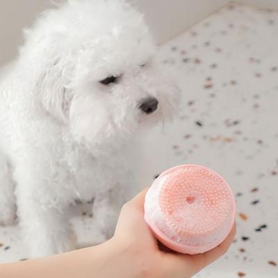 Scrubbing Function Cat Bath Brush Wet and Dry Use Can Hold Shower Gel Silicone Bath Brush Hanging Soft Bristles