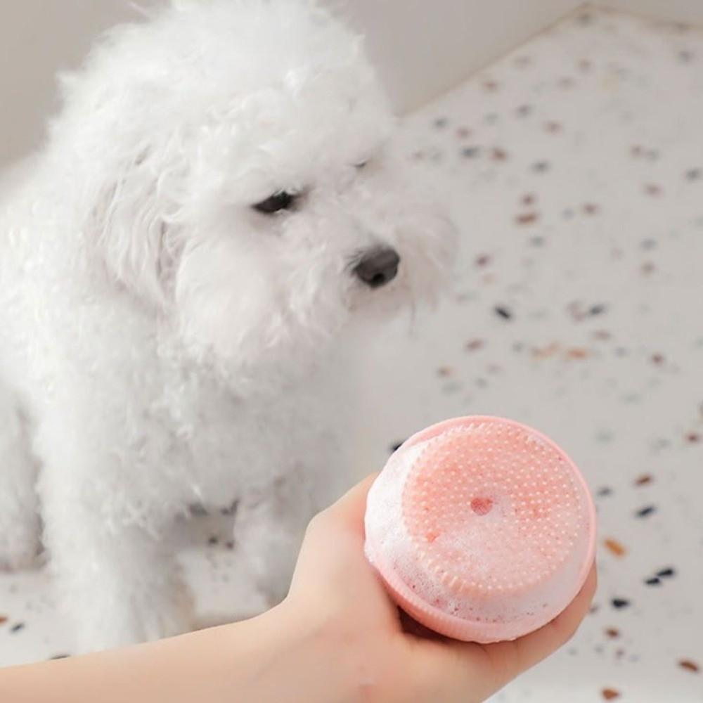 Scrubbing Function Cat Bath Brush Wet and Dry Use Can Hold Shower Gel Silicone Bath Brush Hanging Soft Bristles