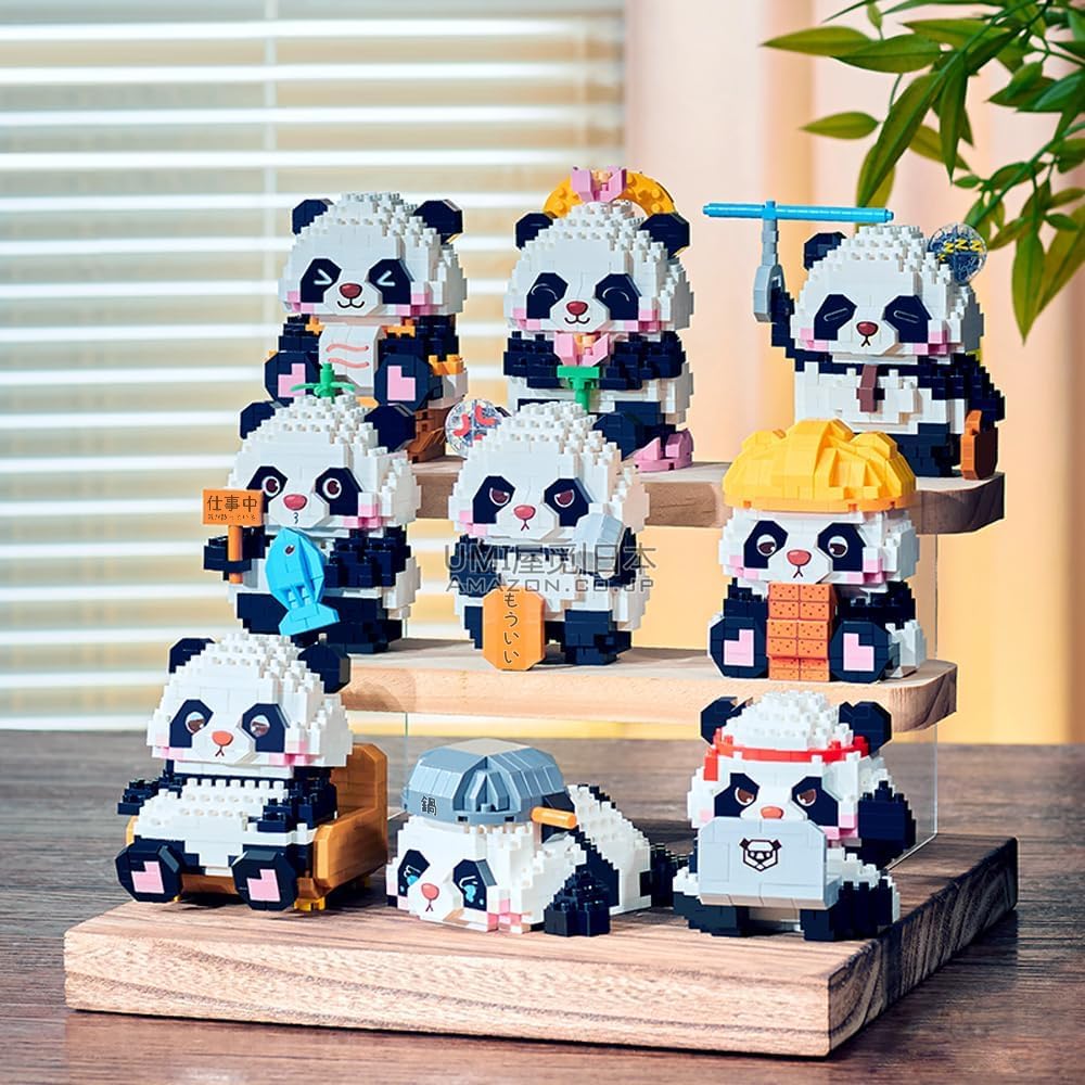 SeaRain Panda Bausteine, 9-teiliges Set, Mini-Bausteine, Riesenpanda, Bausteine, für Kinder und Erwachsene, DIY, Geschenk, Zusammenbau, Präsent