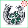 925 Silver Horseshoe Clover Fashionable Charm Beads DIY Bracelet Necklace Engagement Birthday Jewelry Gift