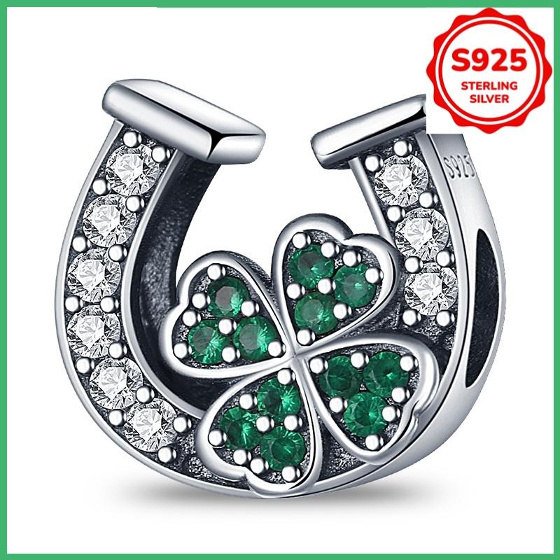 925 Silver Horseshoe Clover Fashionable Charm Beads DIY Bracelet Necklace Engagement Birthday Jewelry Gift
