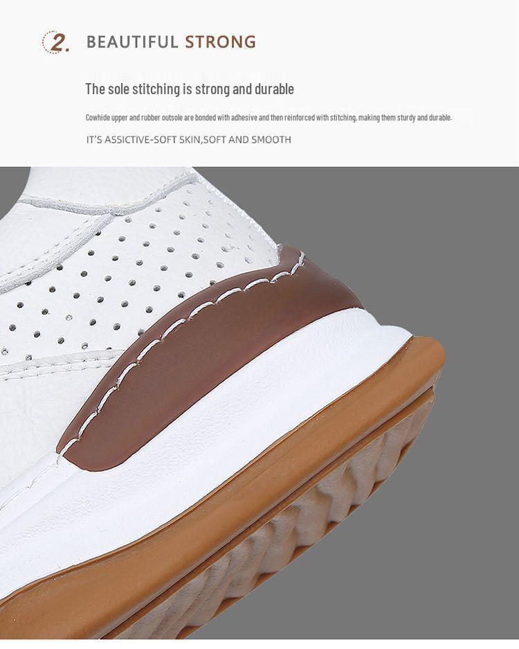 Men's Breathable Leather Crooked Toe Clown Shoes - Trendy Versatile Casual Hollowed-Out White Skate Shoes for Spring/Summer