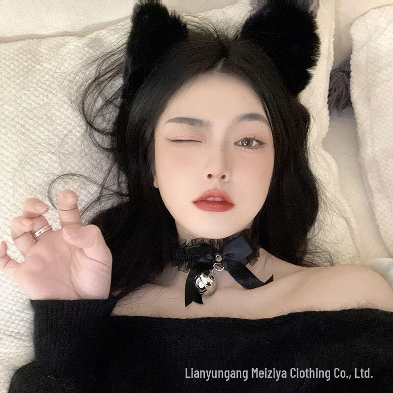 Cute Lace Cat Ears & Rabbit Headband with Bell and Bow for Christmas Costume