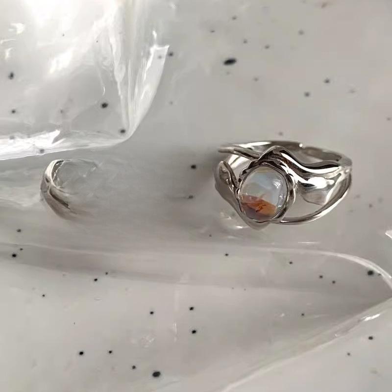 Elegant Moonstone Adjustable Ring For Women Unique Geometric Design Suitable For Stacking Fashionable