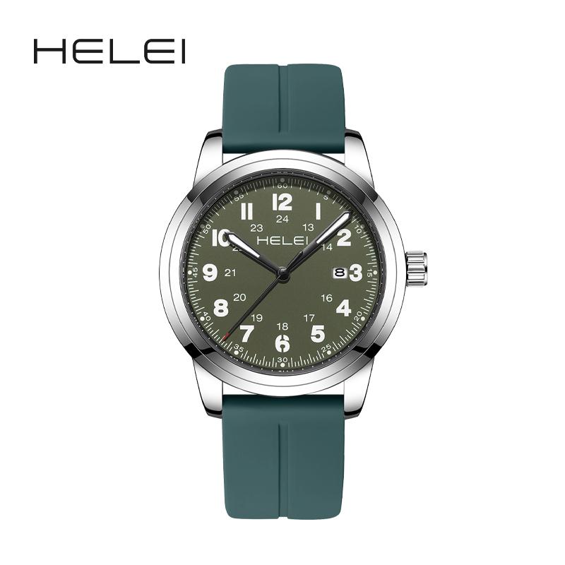 HELEI Sport Men Watch Top Brand Luxury Military Waterproof Male Clock Quartz Business Original Silicone Wristwatch Gift 9020CJ
