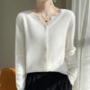 2024 V-Neck Cashmere Cardigan: Women's Versatile Long Sleeve Sweater for Spring, Autumn & Winter