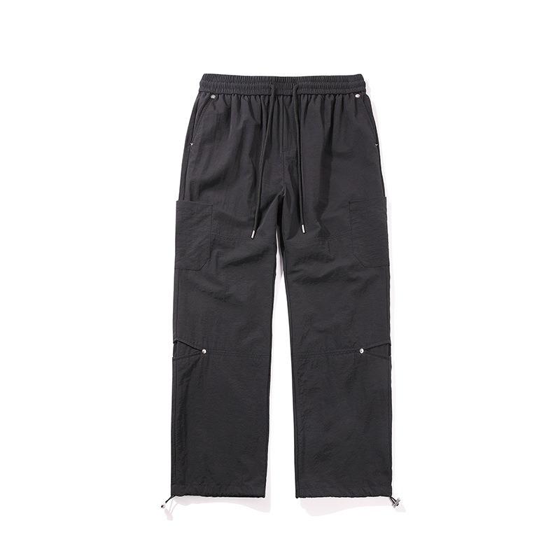 

Summer new retro overalls loose wide-leg casual straight trousers trendy pants men s senior sense XXXL чёрный