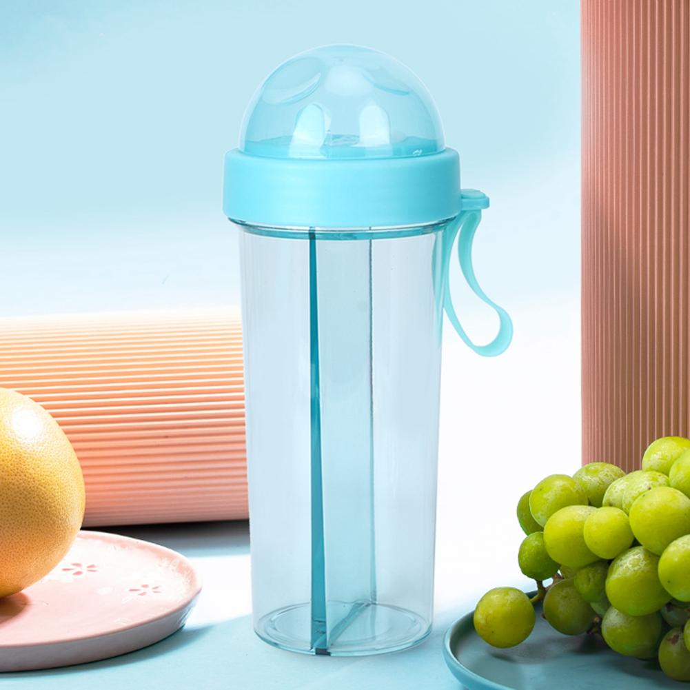600ml Portable Outdoor Travel Sport Two Straws Water Bottle Dual Use Drinking Bottle