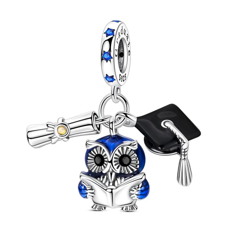 Copper Color Graduation Certificate Bachelor'S Hat Graduation Series Charms Beads Fit Pan Original Bracelets Diy Jewelry