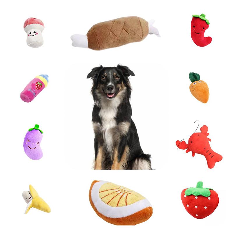 Food Dog Simulation Sound Plush Toy Pet Accessories Teeth Grinding Play Gift