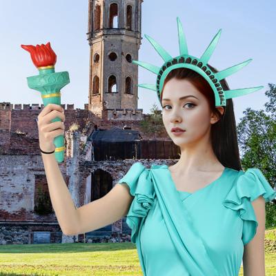 Opaska na głowę Statuy Wolności, pochodnia, Cosplay, akcesoria do kostiumów Lady Liberty, 4 lipca, Dzień Niepodległości, obręcz do włosów