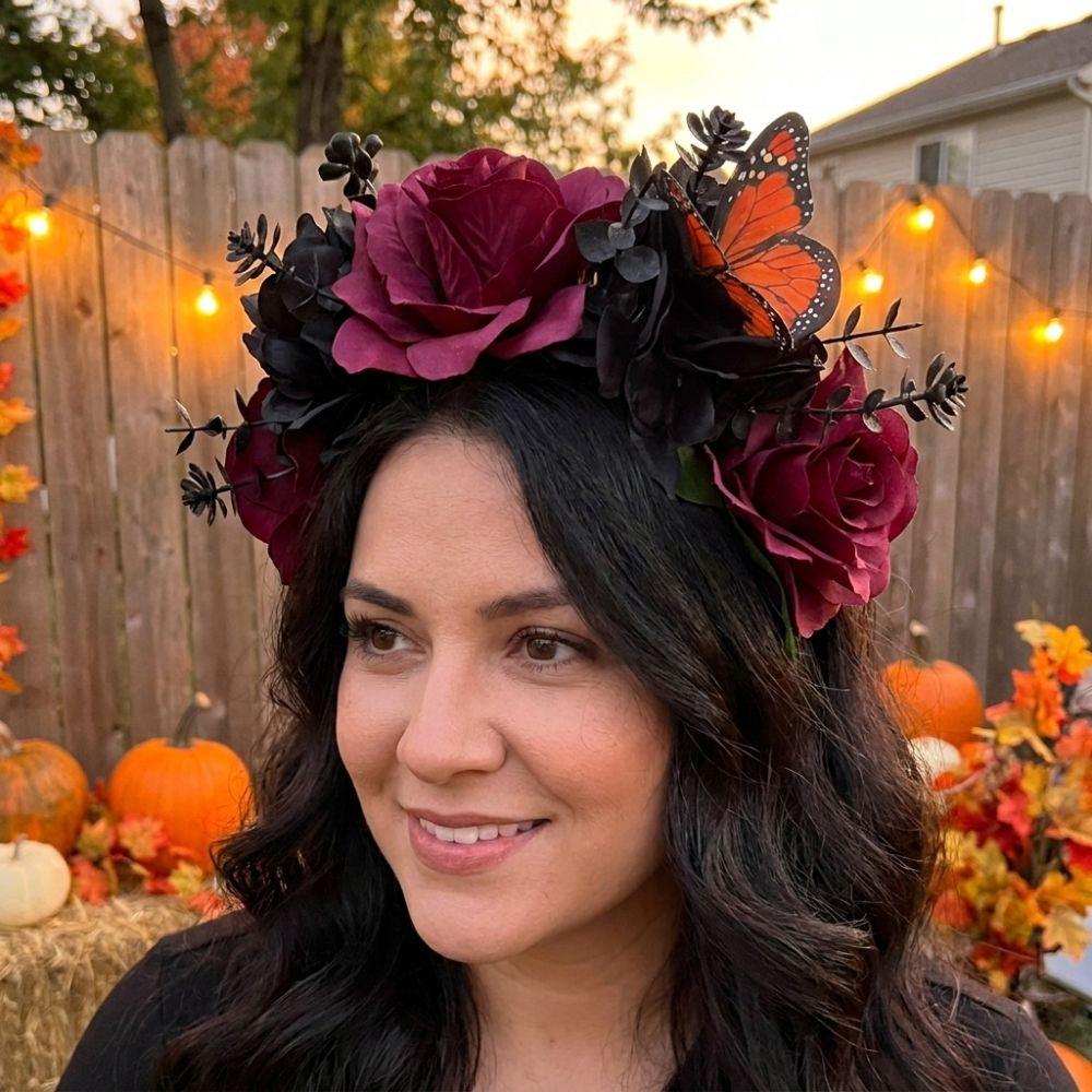 Gothic Artificial Flower Headband Realistic Costume Floral Head Wear  Halloween Party