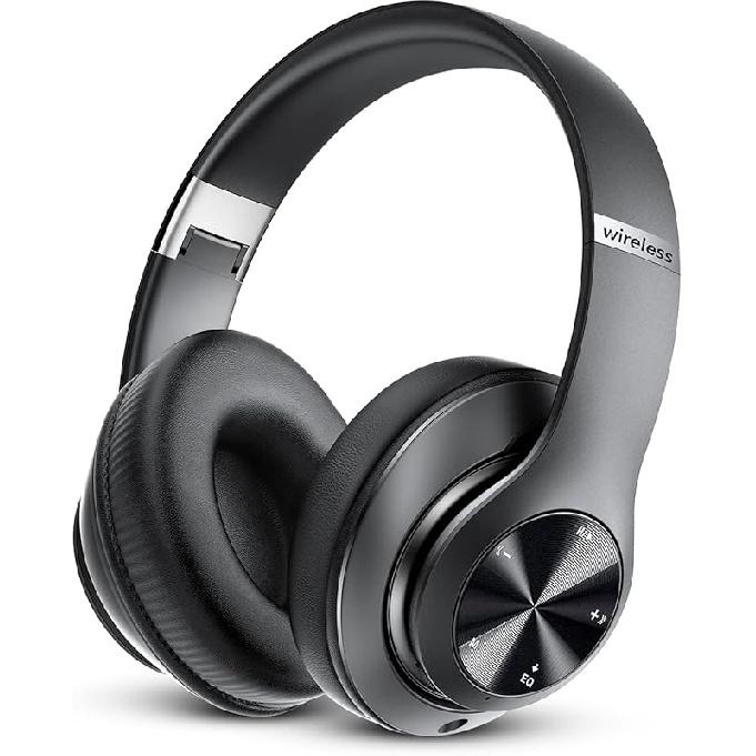 Bluetooth Headphones Over Ear, 60 Hours Playtime Foldable Headphones Wireless Bluetooth Hi-Fi Stereo Deep Bass with 6 EQ Modes, Adjustable