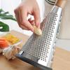 Three-Sided Stainless Steel Grater with Wooden Handle for Vegetables, Carrots, and Cheese