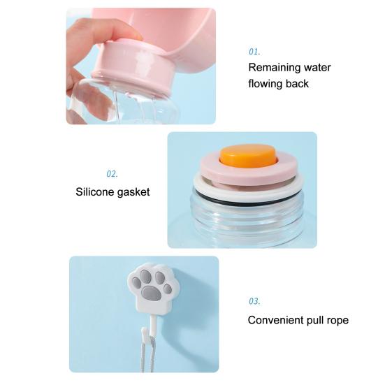 Portable Dog Water Bottle Leak-Proof Pet Water Dispenser with Drinking Bowl Food Compartment Travel Pet Feeder for Dogs Cats Hiking Walking Outdoor