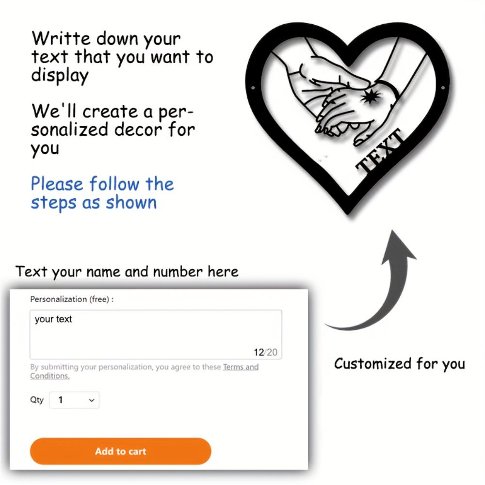 Personalized Metal Heart Wall Art Love Sign for Indoor Outdoor Home Decor